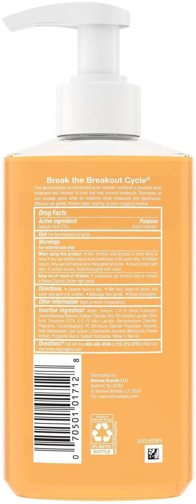 Alt view image 3 of 7 - Neutrogena OilFree Acne Wash Facial Cleanser,9.1 fl oz,2% Salicylic Acid & MicroClear Technology,Daily Acne Treatment Face Wash For Teens & Adults,Targets Breakouts,Blemishes & Blackheads