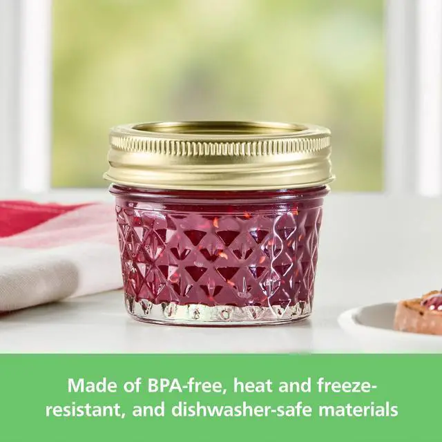 Alt view image 6 of 7 - Mainstays Mini 4 oz Mason Jars,12Pack,RegularMouth Quilted Glass Storage Jars With 2Piece Airtight Lids,FoodGrade BPAFree Containers For Spices,Jams,Party Favors & Crafts