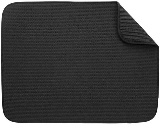 Main image of Mainstays Reversible Dish Drying Mat, 18" x 24", Black, Absorbent Microfiber Foam Counter Pad With Breathable Mesh, NonSlip Kitchen Drying Pad for Dishes, Glasses & Utensils