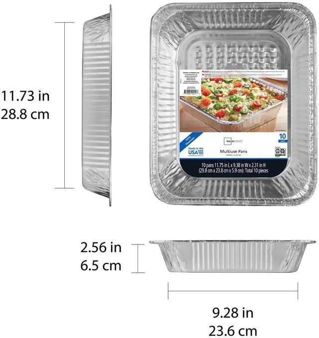 Main image of Mainstays Disposable Aluminum HalfSize Steam Pans,10Pack,MultiPurpose Food Serving Trays With Wide Rim,For Buffets,Parties,Catering & HotCold Food Storage