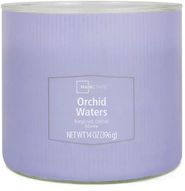 Alt view image 4 of 6 - Mainstays Orchid Waters 3Wick Scented Container Candle,14 oz,ParaffinBlend Wax,Up to 65Hour Burn Time,Decorative Glass Jar Home Fragrance Candle