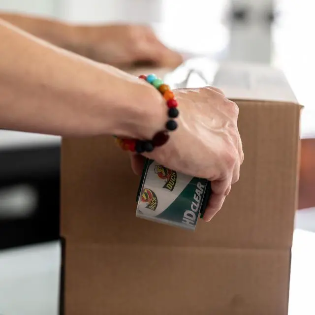 Alt view image 3 of 4 - Duck Brand HD Clear HeavyDuty Packing Tape with Refillable Dispenser, Crystal Clear Shipping Packaging Tape, TearResistant, Strong LongLasting Adhesive, for Moving Boxes, Shipping, Storage & Wareho
