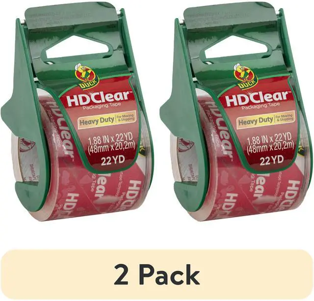 Main image of Duck Brand HD Clear HeavyDuty Packing Tape with Refillable Dispenser, Crystal Clear Shipping Packaging Tape, TearResistant, Strong LongLasting Adhesive, for Moving Boxes, Shipping, Storage & Wareho