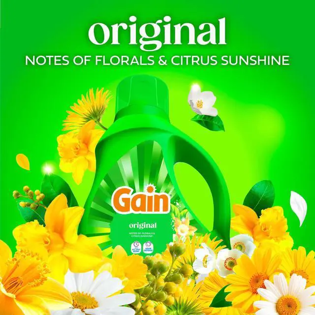 Main image of Gain Original Scent Liquid Laundry Detergent, 81 fl oz, 61Loads, Powerful Odor Defense, LongLasting Citrus & Floral Freshness, Compatible With All Washing Machines