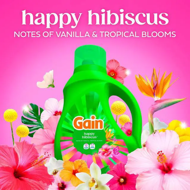 Alt view image 6 of 7 - Gain Happy Hibiscus Liquid Laundry Detergent, 81 fl oz, 61Loads, LongLasting Tropical Vanilla Fragrance, Powerful OdorDefense, Compatible With All Washing Machines