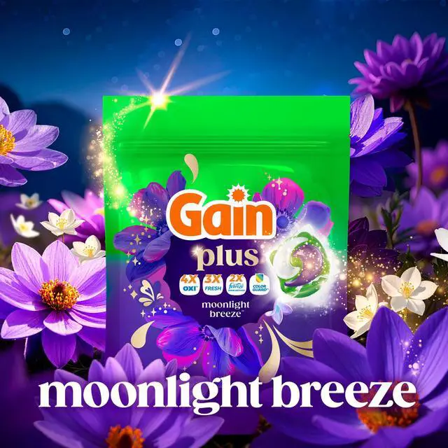 Alt view image 6 of 7 - Gain Plus Flings Laundry Detergent Liquid Washing Pacs, Gain's Best All-In-One Clean, Moonlight Breeze Scent, 18 Count