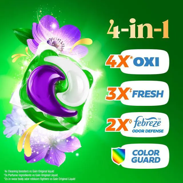 Alt view image 2 of 7 - Gain Plus Flings Laundry Detergent Liquid Washing Pacs, Gain's Best All-In-One Clean, Moonlight Breeze Scent, 18 Count