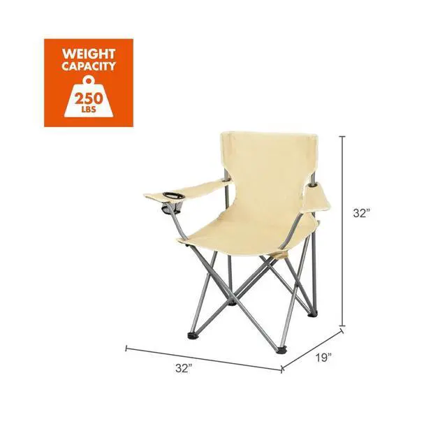 Alt view image 2 of 6 - Ozark Trail Quad Folding Camp Chair with Mesh Cup Holder, Gold