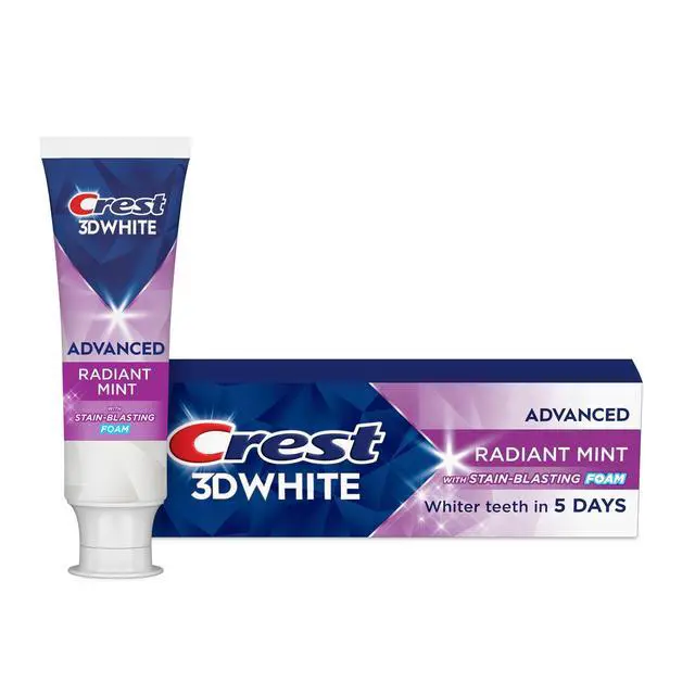 Alt view image 2 of 6 - Crest 3D White Advanced Teeth Whitening Toothpaste, Radiant Mint, 2.4 oz