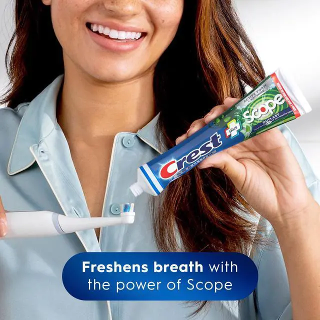 Alt view image 4 of 7 - Crest Toothpaste, Premium Plus Scope Outlast Fluoride Toothpaste, Mint, 5.2 oz, 3 pack