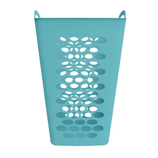Alt view image 3 of 6 - Mainstays 2 Bushel Flexible Square Laundry Hamper, Teal Plastic