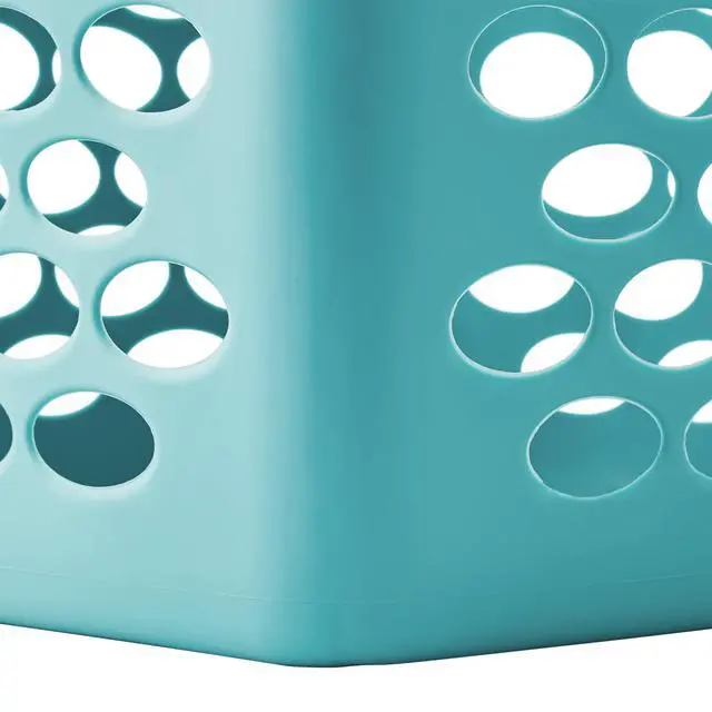 Alt view image 5 of 6 - Mainstays 2 Bushel Flexible Square Laundry Hamper, Teal Plastic