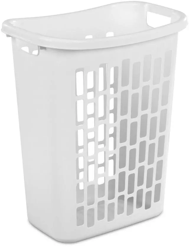Alt view image 3 of 6 - Mainstays Rectangular Open Plastic Hamper, for Narrow Spaces, White, Adult