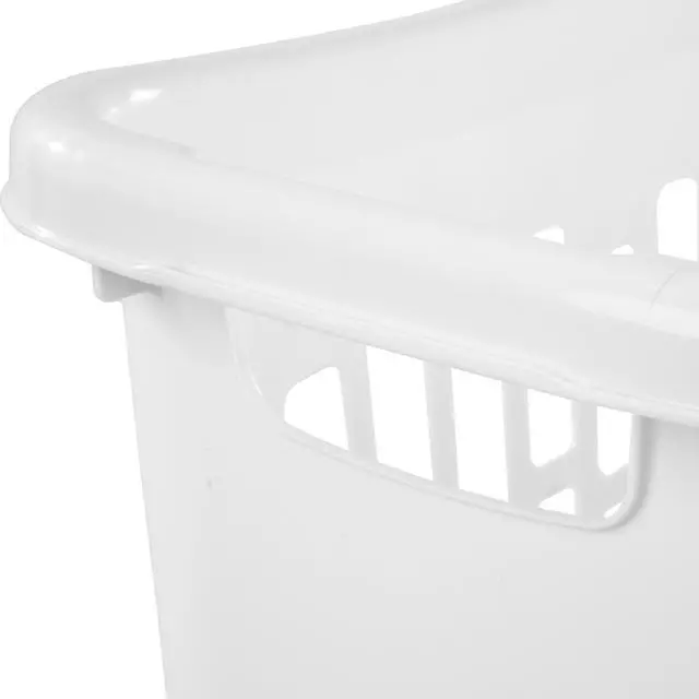 Alt view image 4 of 6 - Mainstays Rectangular Open Plastic Hamper, for Narrow Spaces, White, Adult