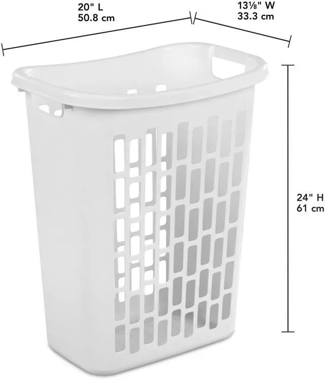 Alt view image 2 of 6 - Mainstays Rectangular Open Plastic Hamper, for Narrow Spaces, White, Adult