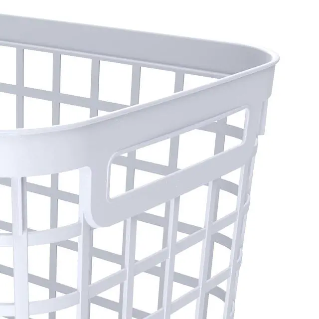 Alt view image 5 of 7 - Mainstays 2.6-Bushel White Rolling Laundry Hamper, Easy-Clean Plastic