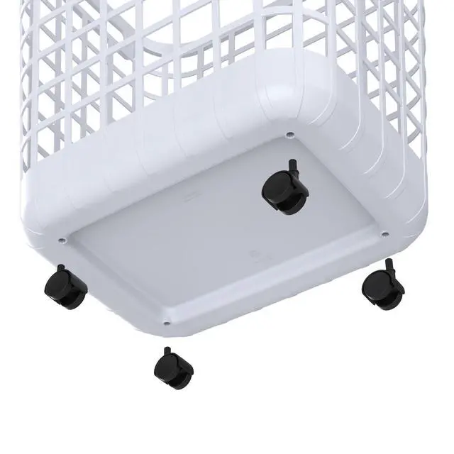 Alt view image 4 of 7 - Mainstays 2.6-Bushel White Rolling Laundry Hamper, Easy-Clean Plastic
