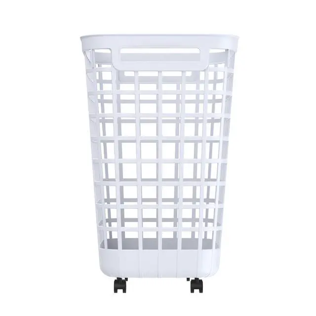 Alt view image 7 of 7 - Mainstays 2.6-Bushel White Rolling Laundry Hamper, Easy-Clean Plastic