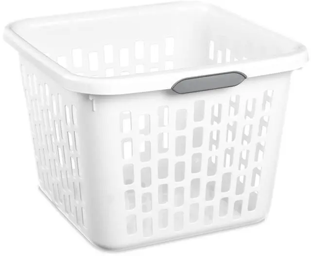 Main image of Sterilite Small 1.5 Bushel Square Plastic Laundry Basket with 2 Comfort Grip Handles, White
