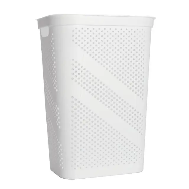 Alt view image 6 of 6 - Mainstays Plastic Rectangular Hinged-Lid Laundry Hamper, White, Adult