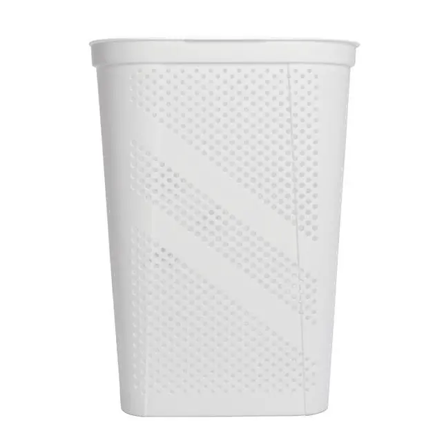 Alt view image 4 of 6 - Mainstays Plastic Rectangular Hinged-Lid Laundry Hamper, White, Adult