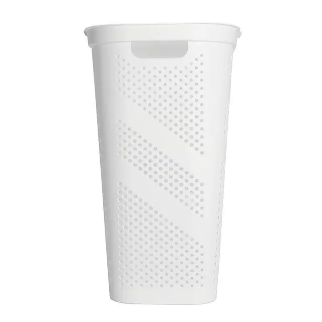 Alt view image 5 of 6 - Mainstays Plastic Rectangular Hinged-Lid Laundry Hamper, White, Adult