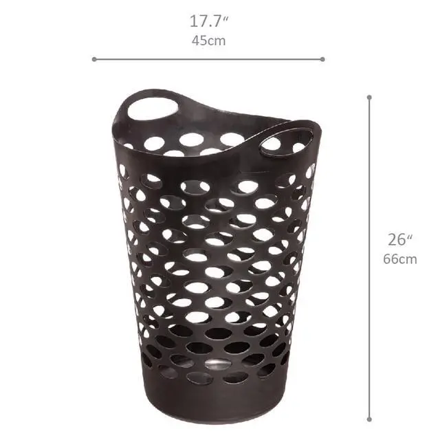 Alt view image 2 of 6 - Mainstays Flexible Round Laundry Hamper with Carry Handles, Black Plastic