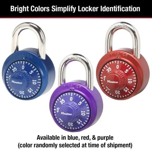 Alt view image 3 of 5 - Master Lock School Locker 3-Digit Combination Padlock, Color Variety
