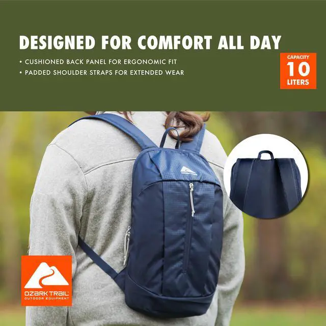Alt view image 6 of 6 - Ozark Trail 10L Adult/Teen Polyester Daypack Backpack, Navy