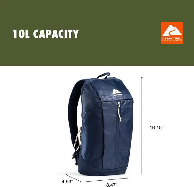 Alt view image 5 of 6 - Ozark Trail 10L Adult/Teen Polyester Daypack Backpack, Navy