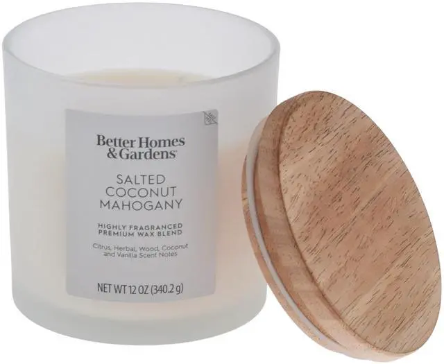 Alt view image 3 of 5 - Better Homes and Gardens Salted Coconut Mahogany Scented 2-Wick Frosted Jar Candle 12oz.