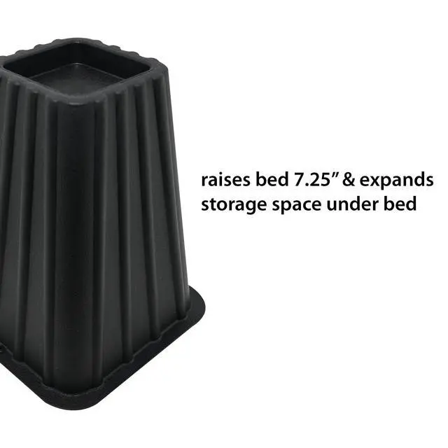 Alt view image 4 of 5 - Mainstays Black Plastic Tall Bed Risers to Raise Your Bed for Storage, 4-Pack, 6.75 in x 6.75 in x 8 in