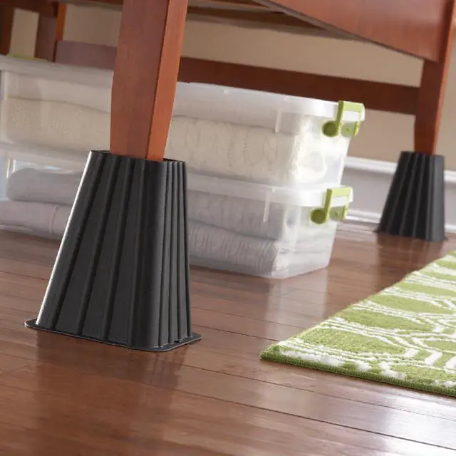 Alt view image 2 of 5 - Mainstays Black Plastic Tall Bed Risers to Raise Your Bed for Storage, 4-Pack, 6.75 in x 6.75 in x 8 in