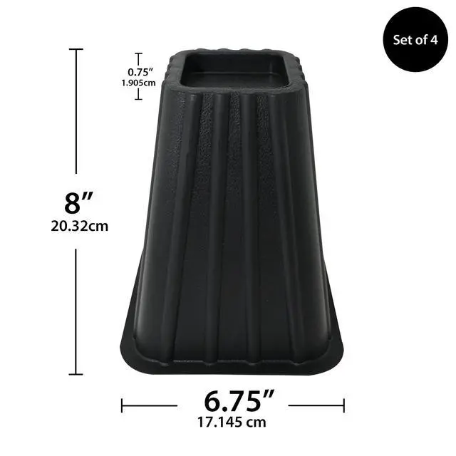 Alt view image 3 of 5 - Mainstays Black Plastic Tall Bed Risers to Raise Your Bed for Storage, 4-Pack, 6.75 in x 6.75 in x 8 in