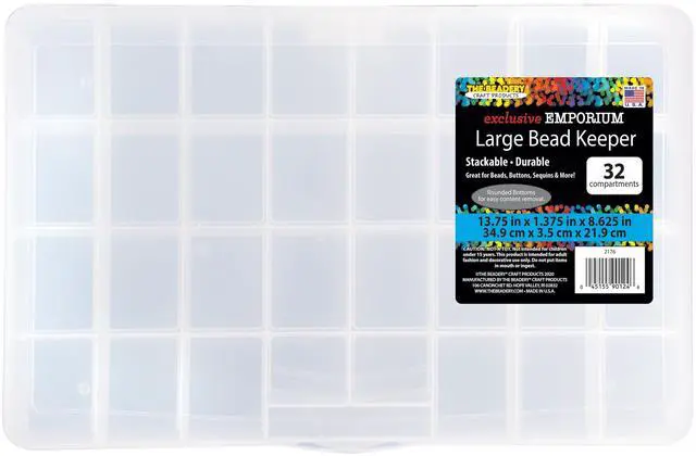 Main image of The Beadery - 32 Comp Large Bead Keeper Box - Clear Plastic - 2176
