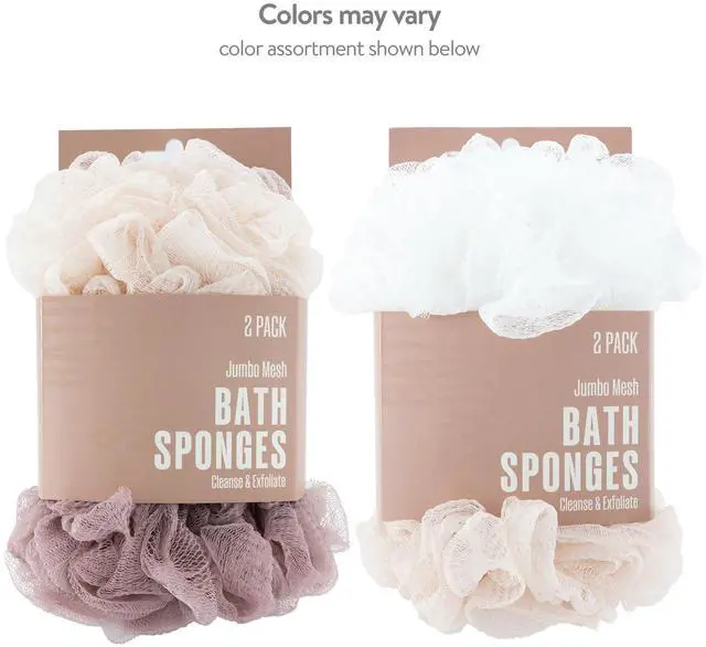 Alt view image 4 of 4 - Jumbo Mesh Bath Sponges, 2 Count, Color May Vary