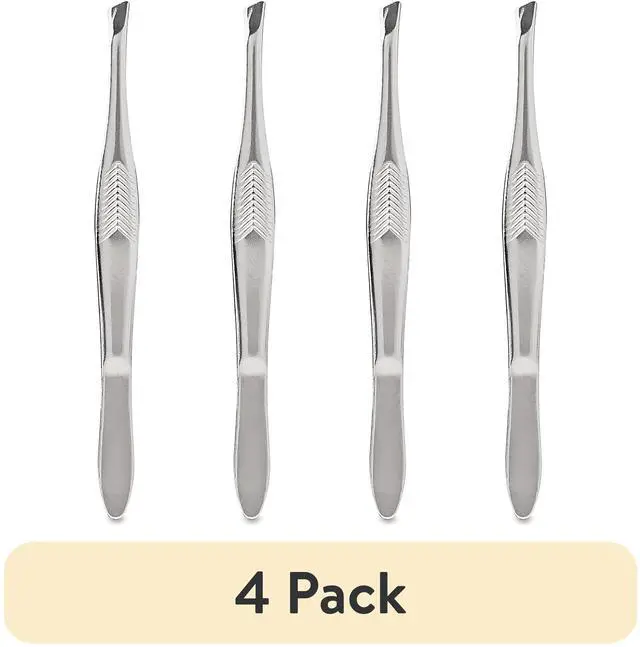 Main image of (4 pack) Equate Stainless Steel Classic Slant-Tip Eyebrow Tweezers, 1 Count