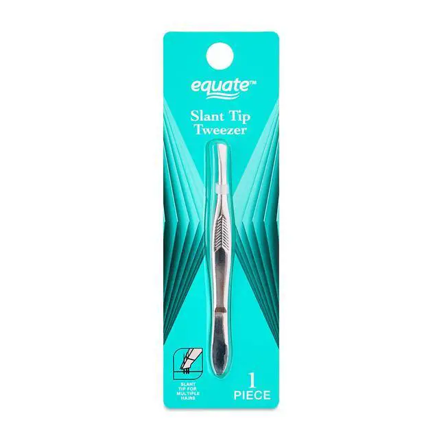 Alt view image 2 of 5 - (4 pack) Equate Stainless Steel Classic Slant-Tip Eyebrow Tweezers, 1 Count