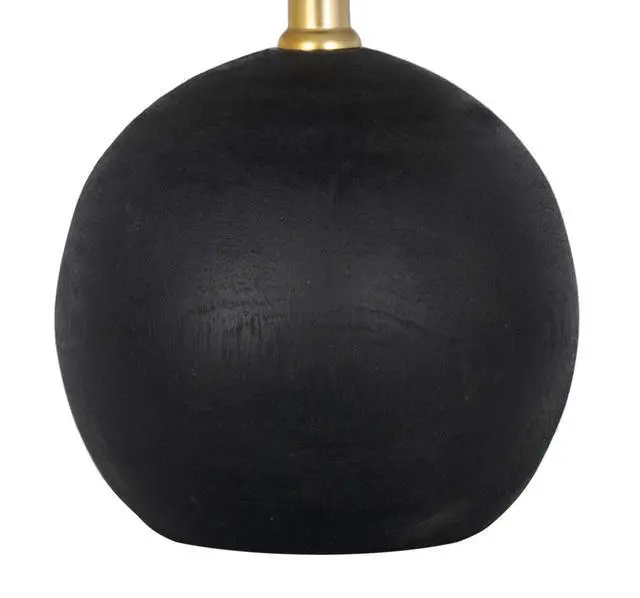 Alt view image 2 of 5 - Mainstays 12.5 Mini Black Wood Ball Table Lamp with White Fabric Shade