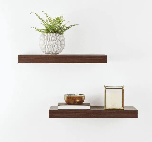 Alt view image 3 of 6 - Mainstays Walnut 16.5" Wood Floating Shelves, Set of 2