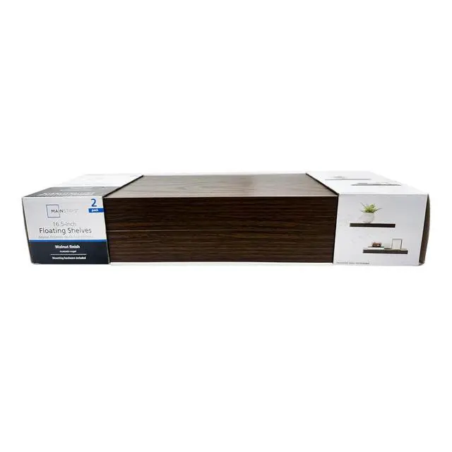Alt view image 5 of 6 - Mainstays Walnut 16.5" Wood Floating Shelves, Set of 2