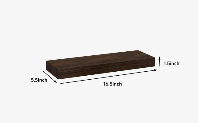 Alt view image 6 of 6 - Mainstays Walnut 16.5" Wood Floating Shelves, Set of 2