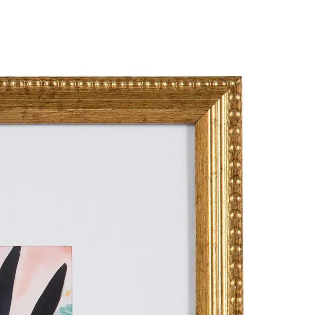 Alt view image 3 of 7 - DesignOvation 8x8 Matted for 4x4 Beaded Gold Decorative Tabletop Picture Frame