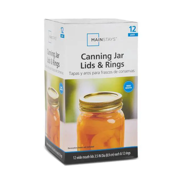 Alt view image 5 of 7 - Mainstays 12-Pack Canning Jar Lids and Rings - Wide Mouth, Two-Piece Wide Mouth Mason Jar Lids with Bands for Canning and Preserving, Fits All Brands Wide Mouth Mason Jars