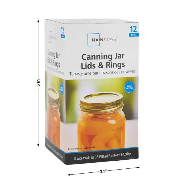 Alt view image 3 of 7 - Mainstays 12-Pack Canning Jar Lids and Rings - Wide Mouth, Two-Piece Wide Mouth Mason Jar Lids with Bands for Canning and Preserving, Fits All Brands Wide Mouth Mason Jars