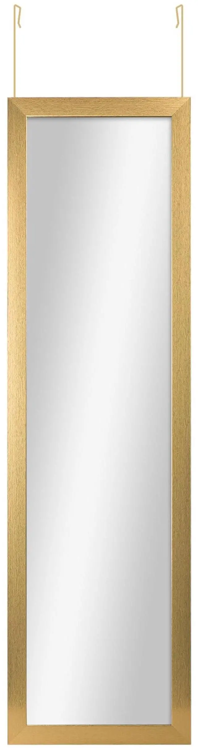 Main image of Mainstays Over-the-Door Rectangular Mirror, Gold, 14.25 in x 50.45 in
