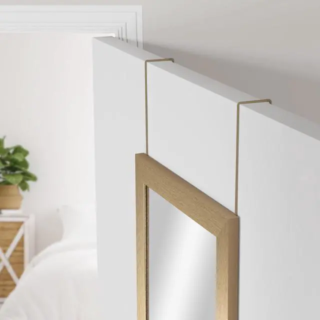 Alt view image 4 of 7 - Mainstays Over-the-Door Rectangular Mirror, Gold, 14.25 in x 50.45 in