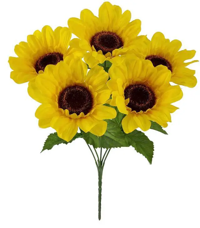 Alt view image 2 of 6 - (4 pack) Mainstays 12.5 in Indoor Artificial Sunflower Pick, Yellow Color.