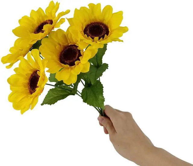 Alt view image 5 of 6 - (4 pack) Mainstays 12.5 in Indoor Artificial Sunflower Pick, Yellow Color.