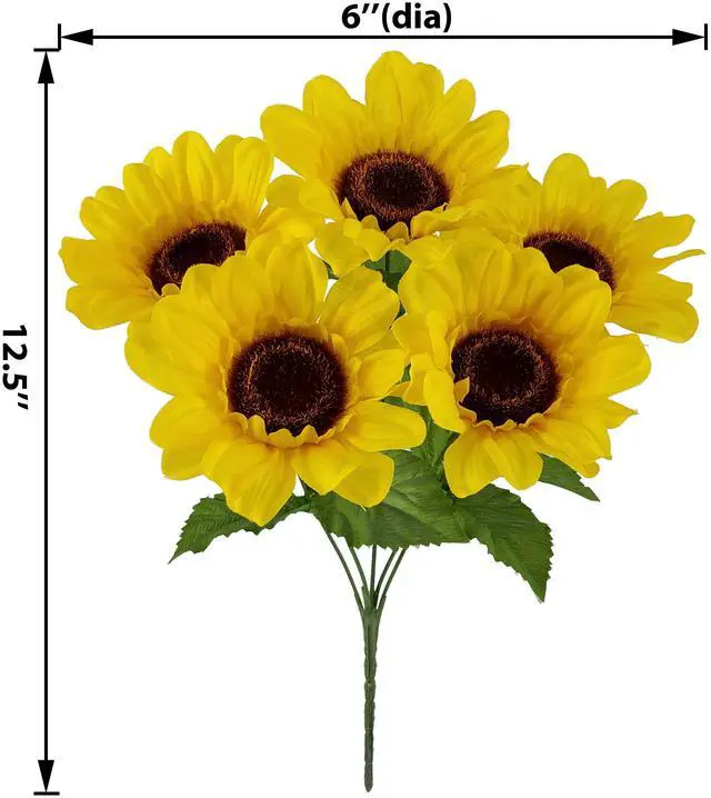 Alt view image 3 of 6 - (4 pack) Mainstays 12.5 in Indoor Artificial Sunflower Pick, Yellow Color.